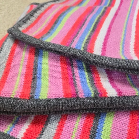 Striped Cashmere knit scarf colorful multicolor - Picture 8 of 9